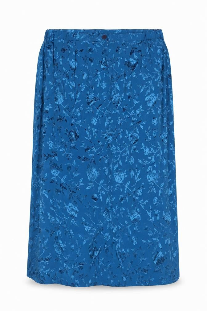 Ann Harvey Womens Blue Floral Acetate Maxi Skirt Size 22 Zip