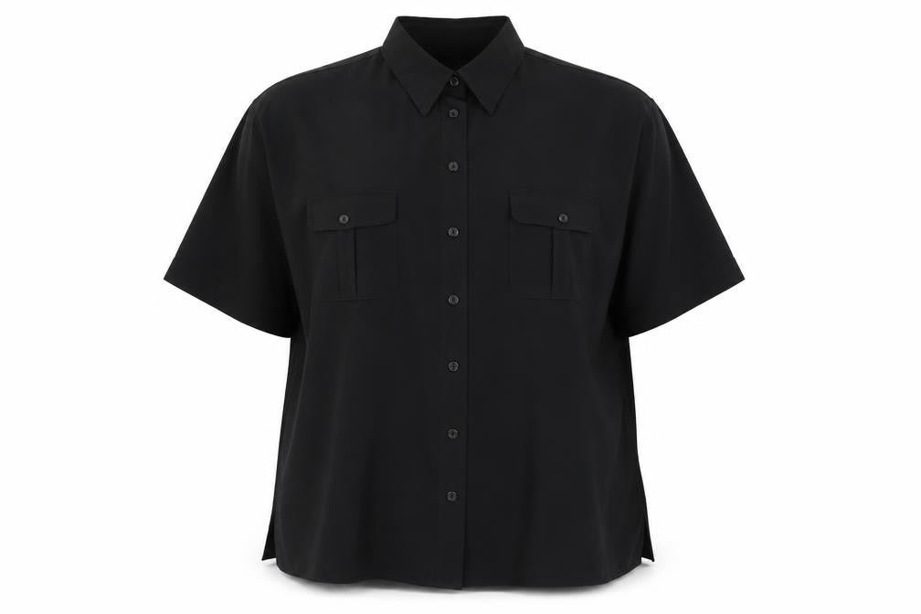 Bonmarché Womens Black Polyester Basic Button-Up Size 22 Collared