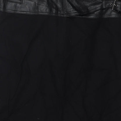 Next Womens Black Wool A-Line Skirt Size 14 Zip