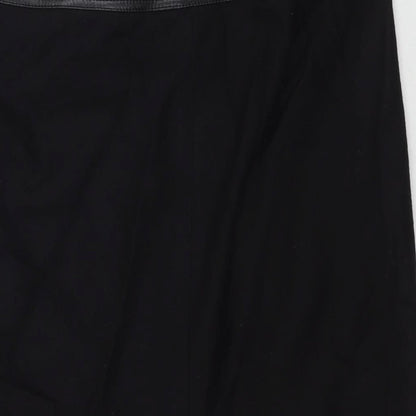 Next Womens Black Wool A-Line Skirt Size 14 Zip