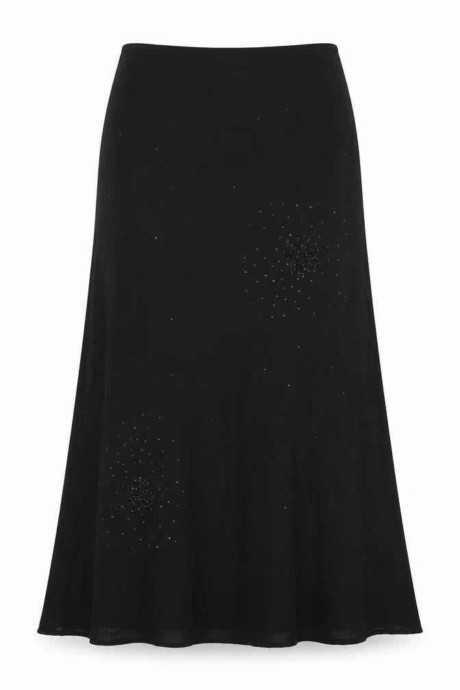 Sienna Womens Black Polyester Maxi Skirt Size L Zip - Embellishment Detail