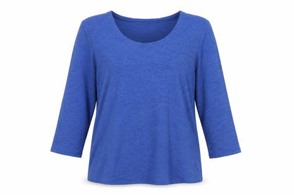 Stock Shop Womens Blue Polyester Basic Blouse Size L Scoop Neck