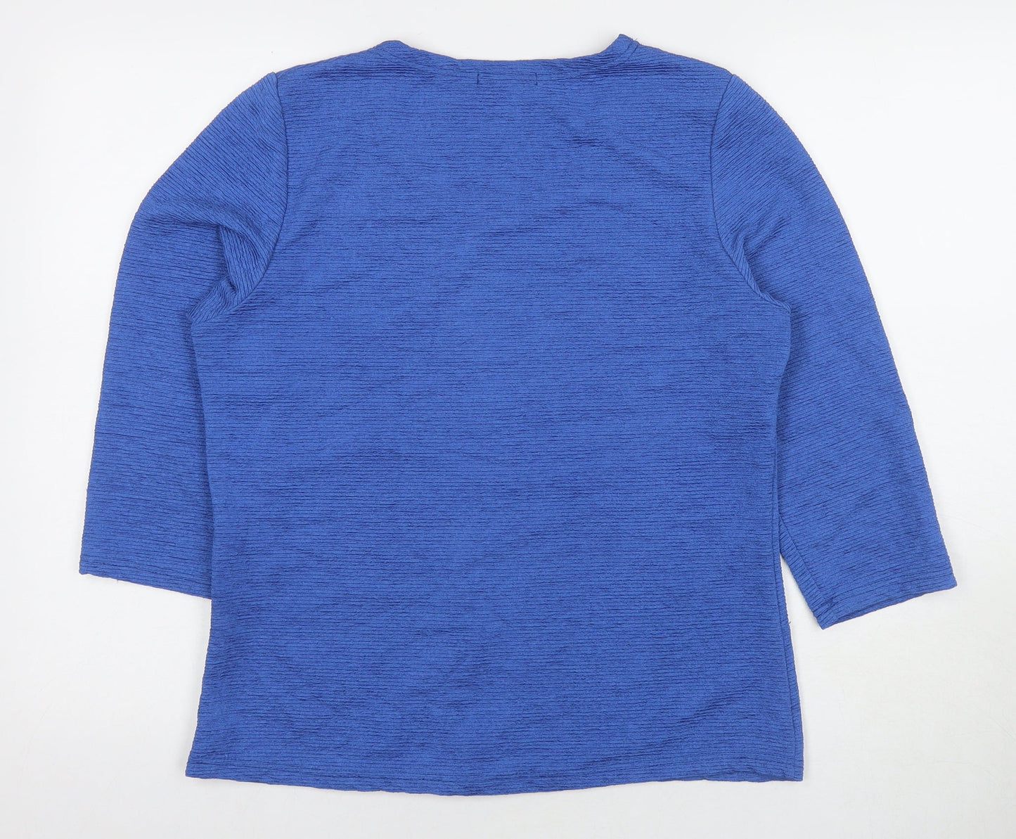 Stock Shop Womens Blue Polyester Basic Blouse Size L Scoop Neck