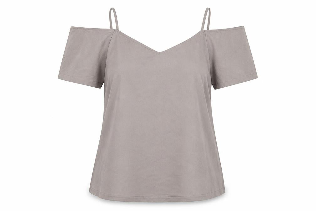 Boohoo Womens Grey Polyester Basic Blouse Size 12 V-Neck