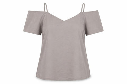 Boohoo Womens Grey Polyester Basic Blouse Size 12 V-Neck
