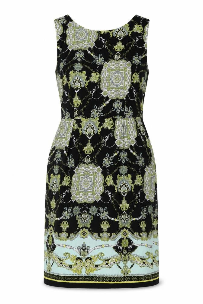 Dorothy Perkins Womens Multicoloured Geometric Polyester Sheath Size 14 Round Neck Zip