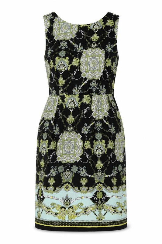 Dorothy Perkins Womens Multicoloured Geometric Polyester Sheath Size 14 Round Neck Zip