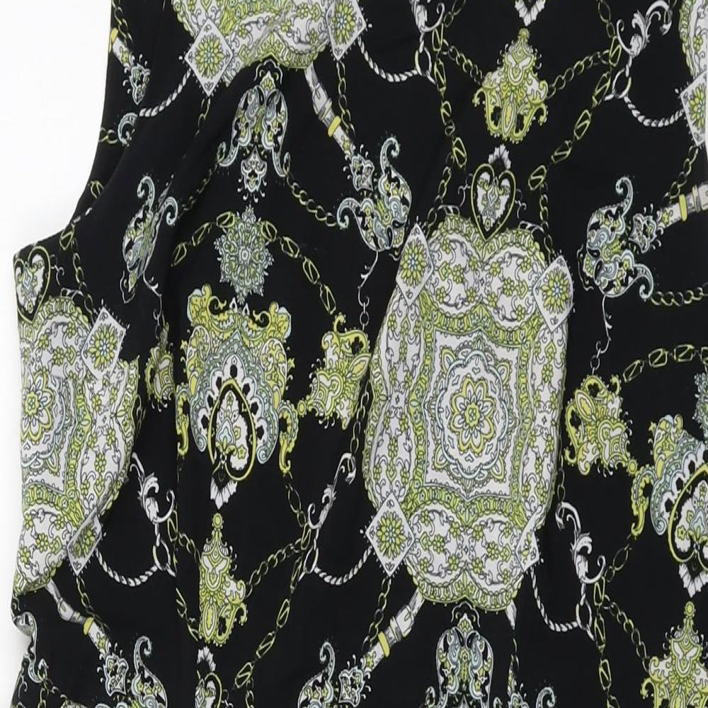Dorothy Perkins Womens Multicoloured Geometric Polyester Sheath Size 14 Round Neck Zip