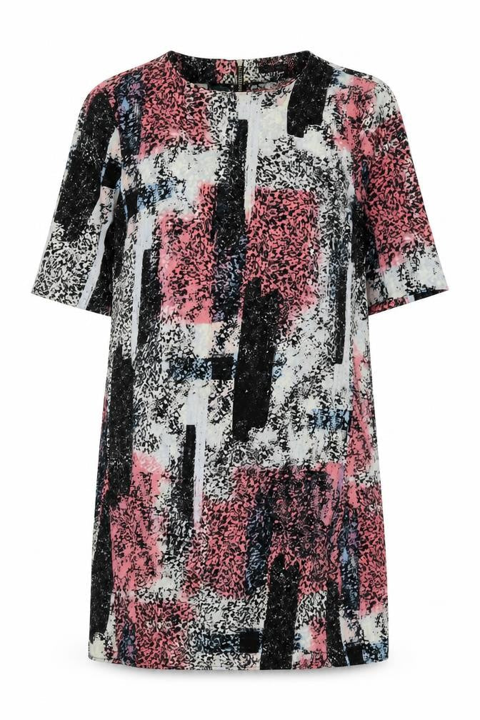 Warehouse Womens Multicoloured Geometric Polyester A-Line Size 10 Round Neck Zip