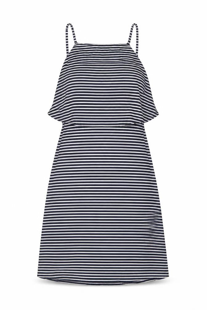 Miss Selfridge Womens Blue Striped Viscose A-Line Size 10 Square Neck Pullover