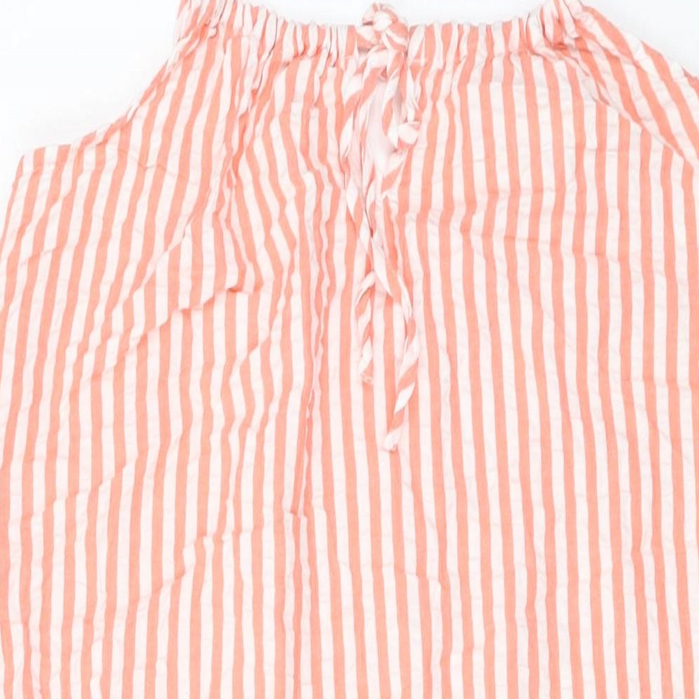 Marks and Spencer Womens Orange Striped Polyester Tank Dress Size 12 Round Neck Pullover