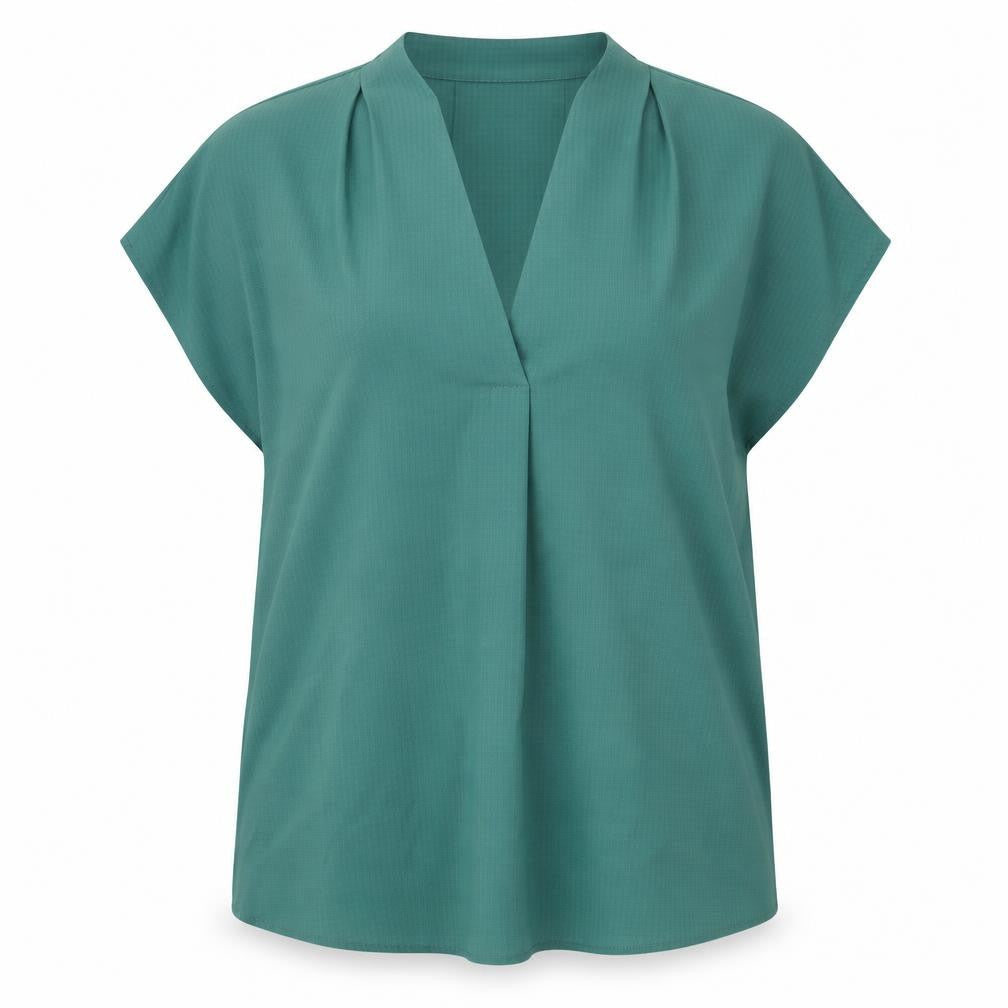 John Lewis Womens Green Polyester Basic Blouse Size 14 V-Neck