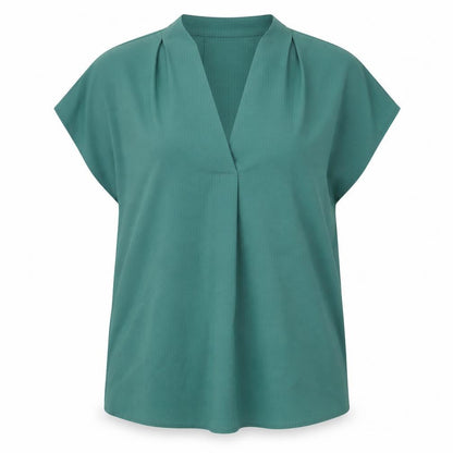John Lewis Womens Green Polyester Basic Blouse Size 14 V-Neck