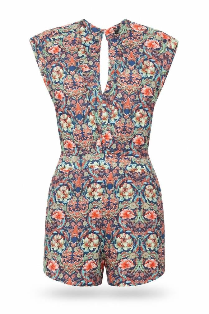 Warehouse Womens Multicoloured Floral Viscose Playsuit One-Piece Size 6 Button