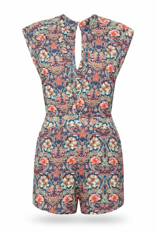 Warehouse Womens Multicoloured Floral Viscose Playsuit One-Piece Size 6 Button