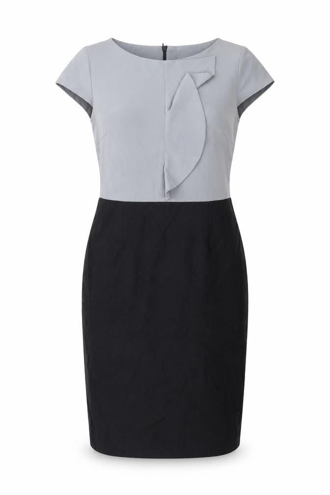Simon Jersey Womens Grey Polyester Sheath Size 6 Round Neck Zip