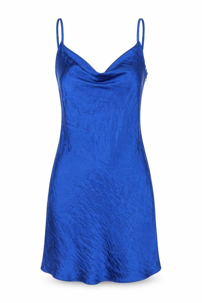 Nasty Gal Womens Blue Polyester Mini Size 6 Cowl Neck Zip