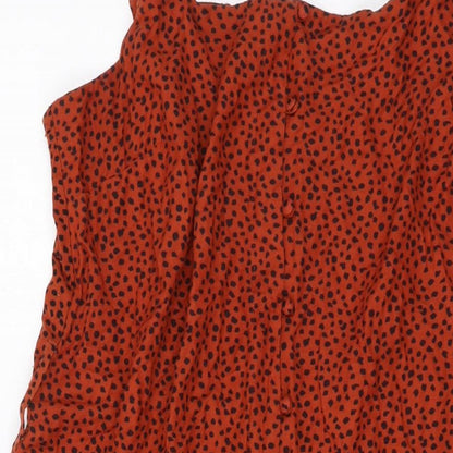 Next Womens Gold Striped Viscose A-Line Size 18 Square Neck Button