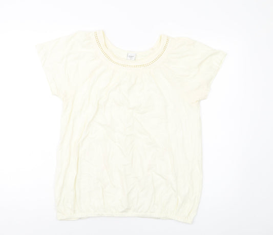 Cotton Traders Womens Orange Cotton Basic T-Shirt Size 14 Round Neck