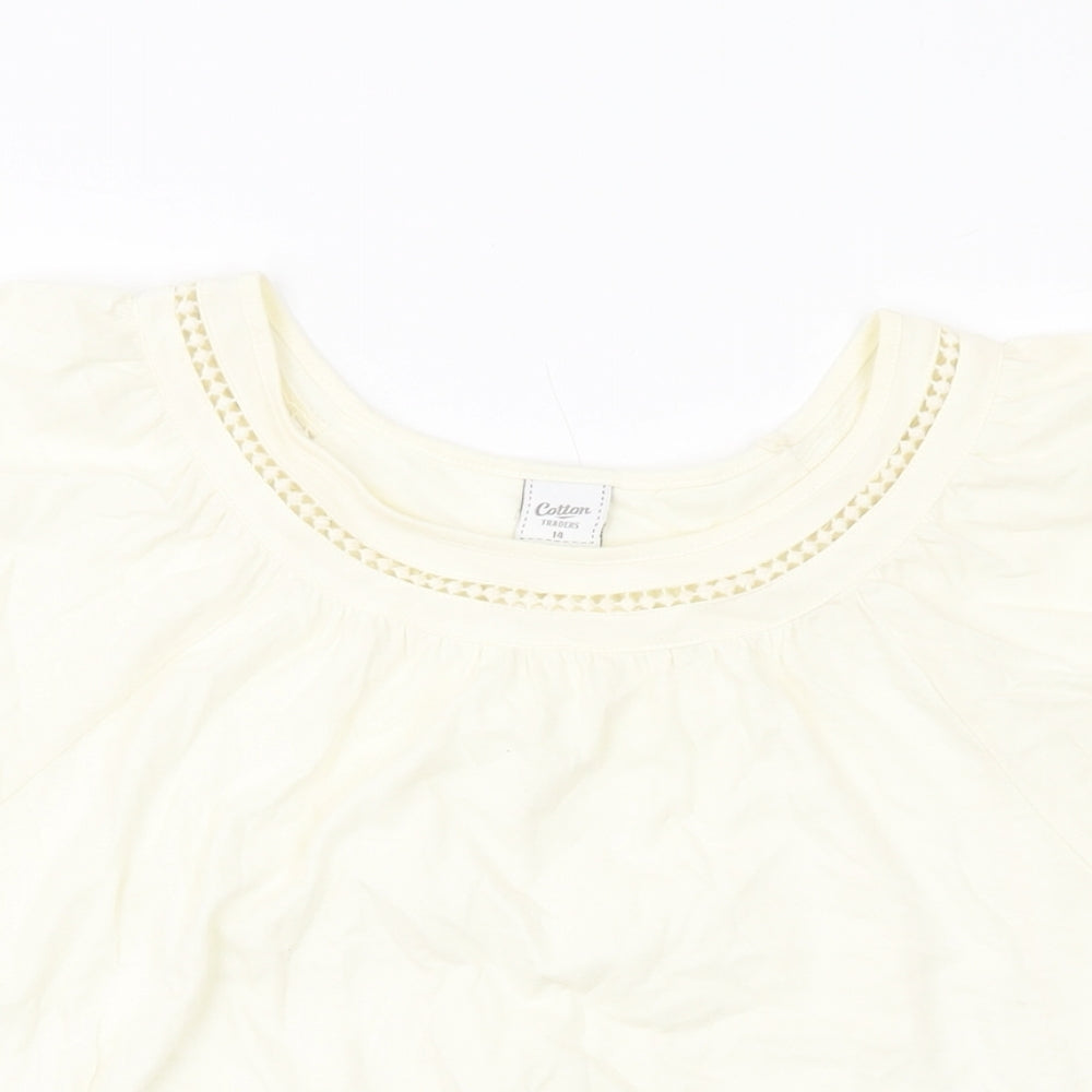 Cotton Traders Womens Orange Cotton Basic T-Shirt Size 14 Round Neck