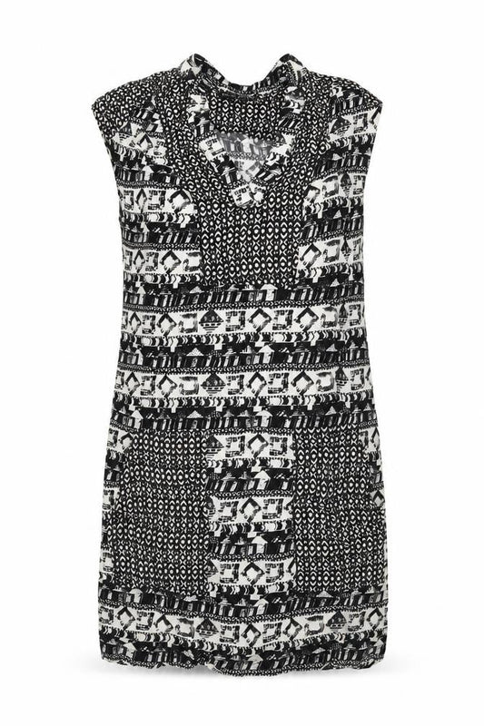 Next Womens Black Geometric Viscose Tank Dress Size 6 V-Neck Pullover