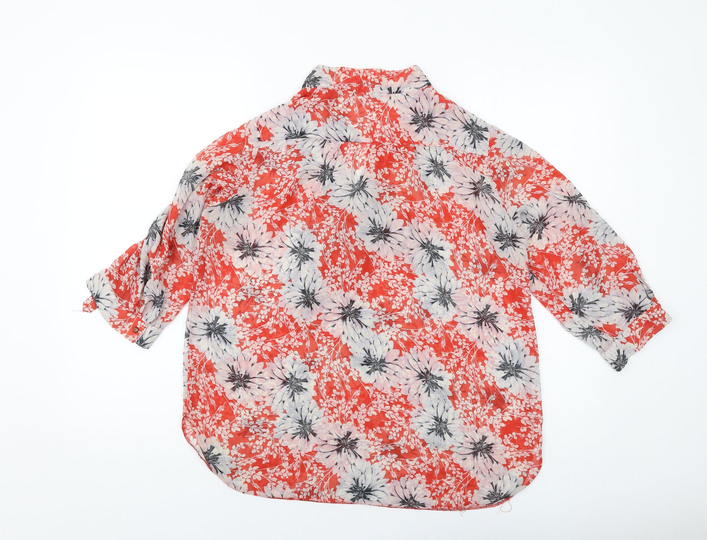 Dorothy Perkins Womens Red Floral Polyester Basic Blouse Size 14 V-Neck