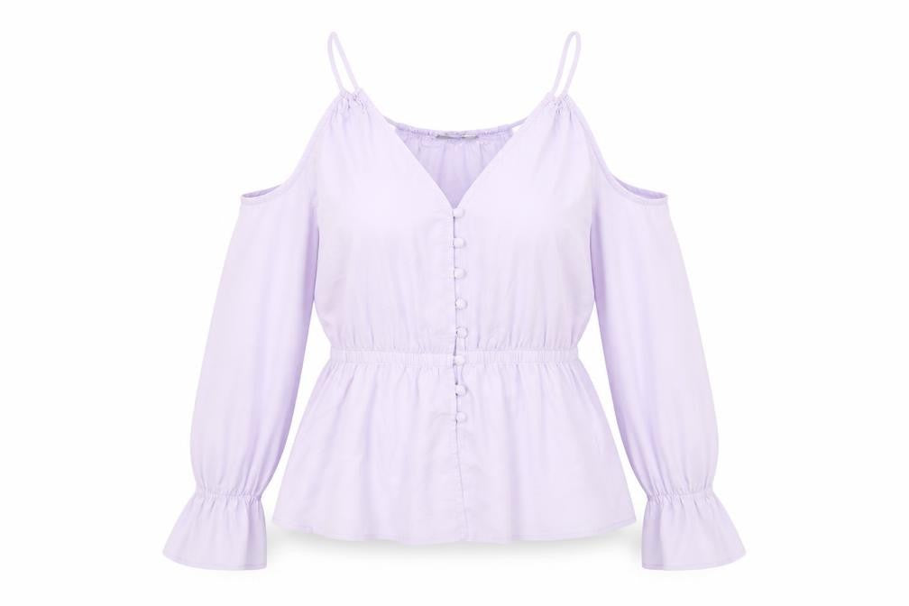 Asoso Womens Purple Polyester Basic Blouse Size 12 V-Neck