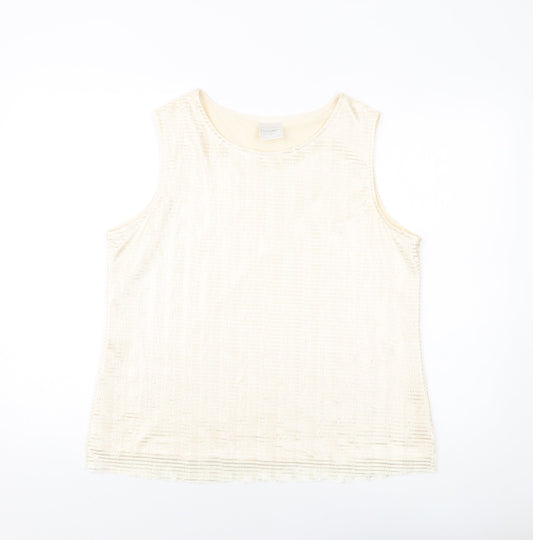 Classic Womens Beige Polyester Basic Tank Size 16 Round Neck