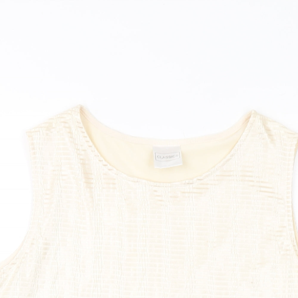Classic Womens Beige Polyester Basic Tank Size 16 Round Neck