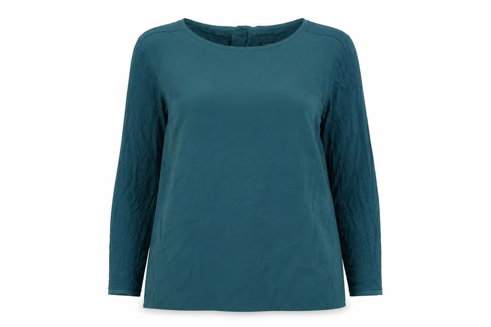 Warehouse Womens Green Polyester Basic Blouse Size 12 Round Neck
