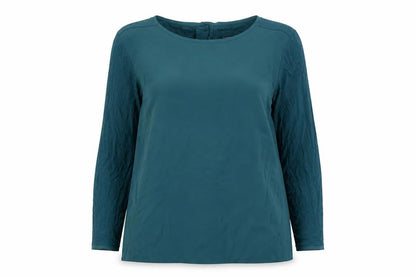 Warehouse Womens Green Polyester Basic Blouse Size 12 Round Neck
