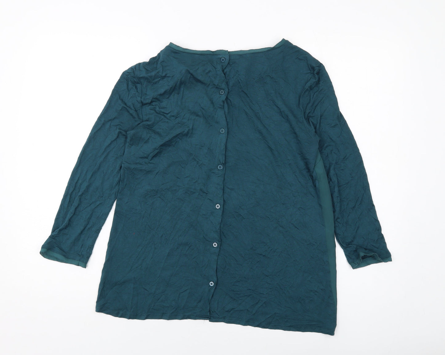 Warehouse Womens Green Polyester Basic Blouse Size 12 Round Neck