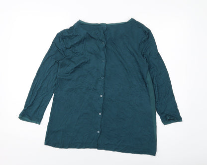 Warehouse Womens Green Polyester Basic Blouse Size 12 Round Neck