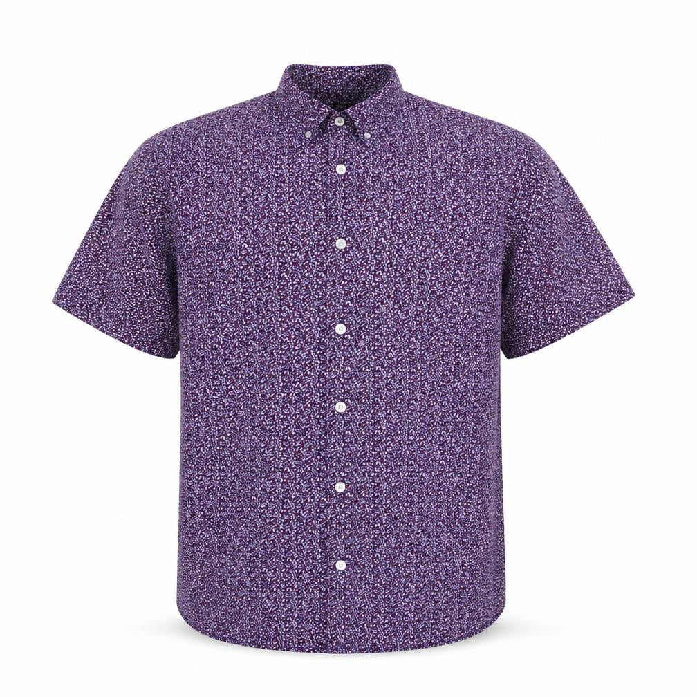 Fluid Mens Purple Floral Cotton Button-Up Size M Collared Button