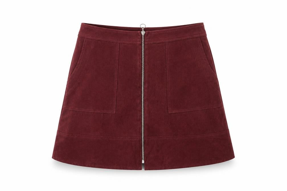 Select Womens Red Polyester Mini Skirt Size 6 Zip