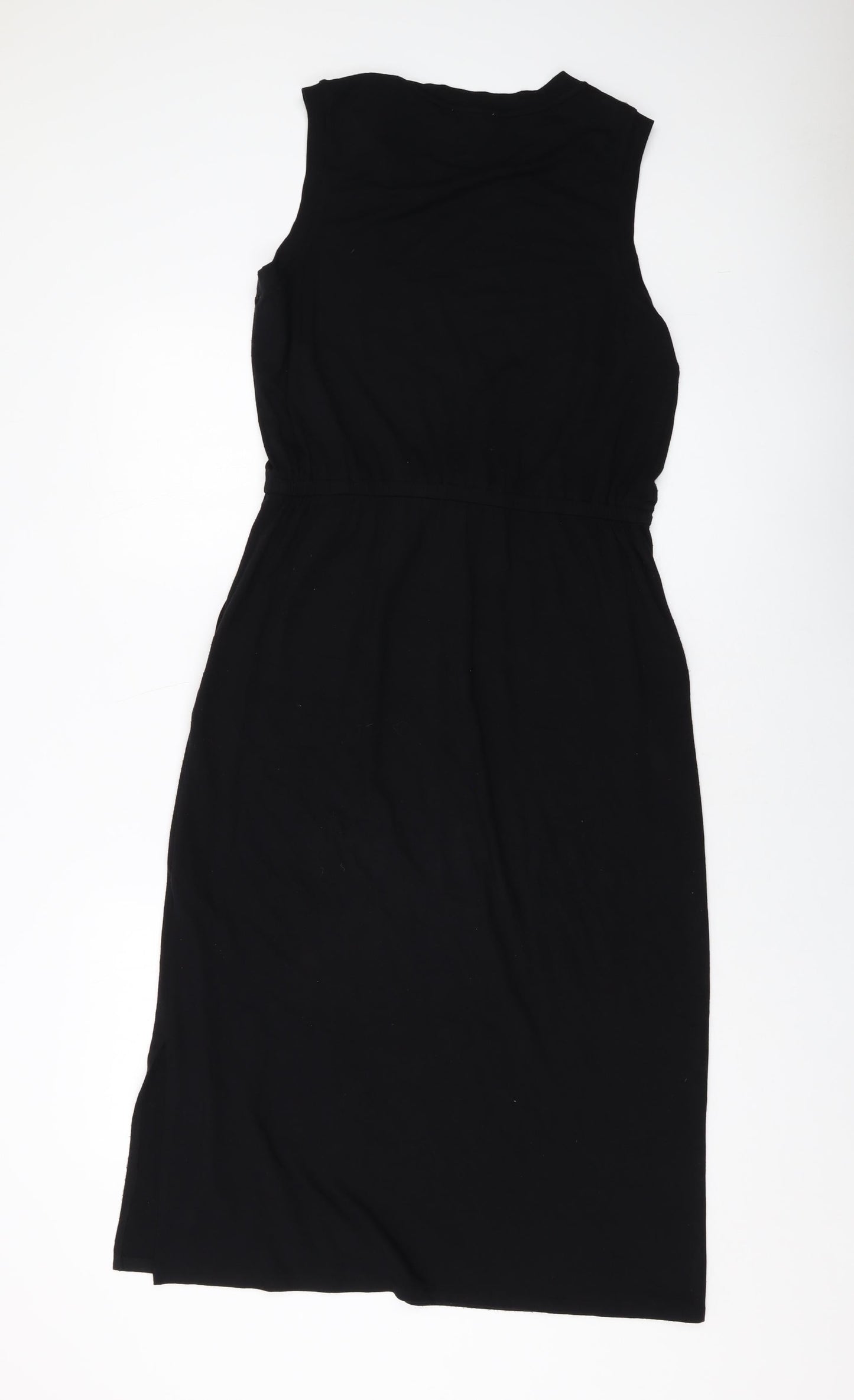 Warehouse Womens Black Viscose A-Line Size 10 Round Neck Pullover