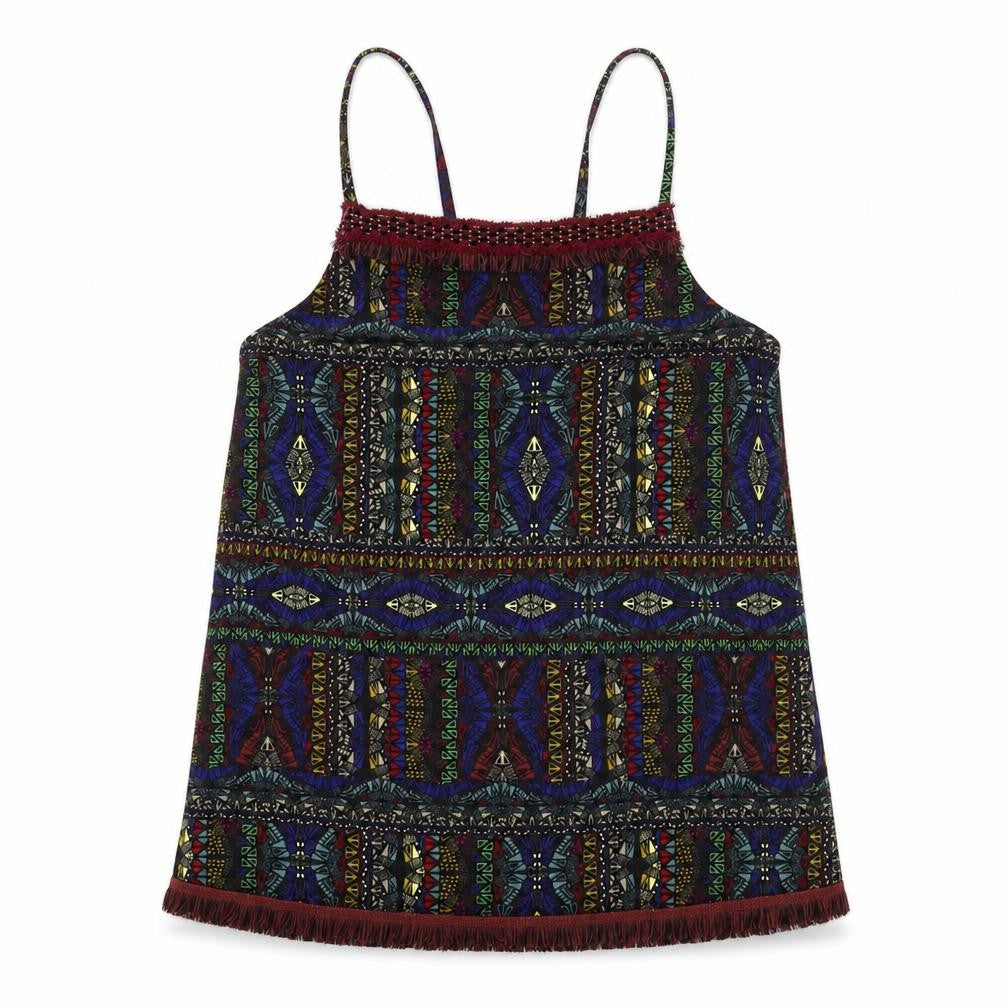 NEXT Womens Multicoloured Geometric Polyester Basic Tank Size 8 Square Neck