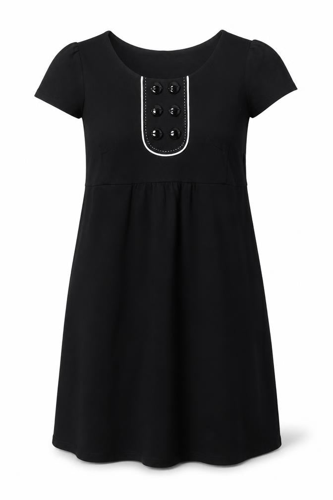Marks & Spencer Womens Black Polyester A-Line Size 14 Round Neck Zip