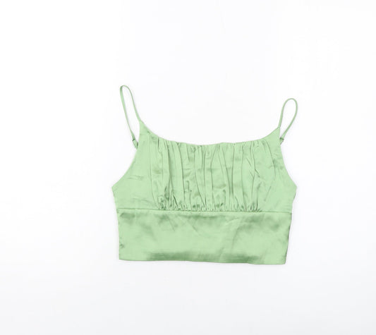 Vera & Lucy Womens Green Polyester Cropped Tank Size M Square Neck