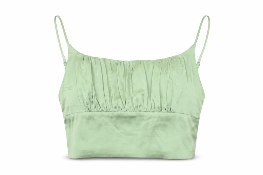 Vera & Lucy Womens Green Polyester Cropped Tank Size M Square Neck
