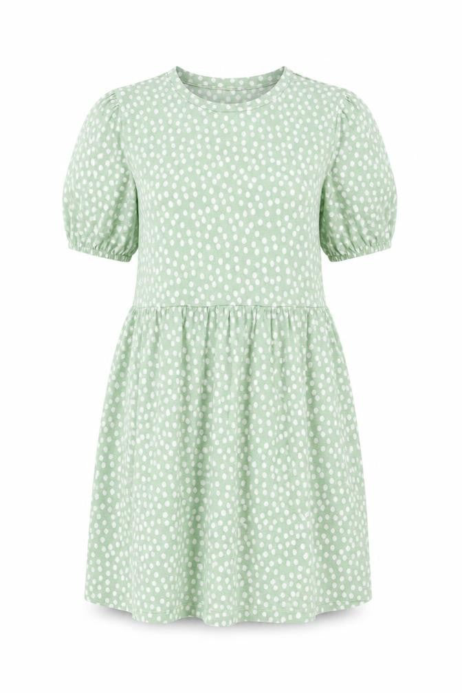 Stradivarius Womens Green Polka Dot Polyester A-Line Size L Round Neck Pullover