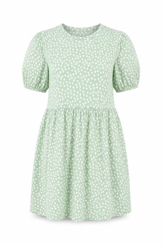 Stradivarius Womens Green Polka Dot Polyester A-Line Size L Round Neck Pullover