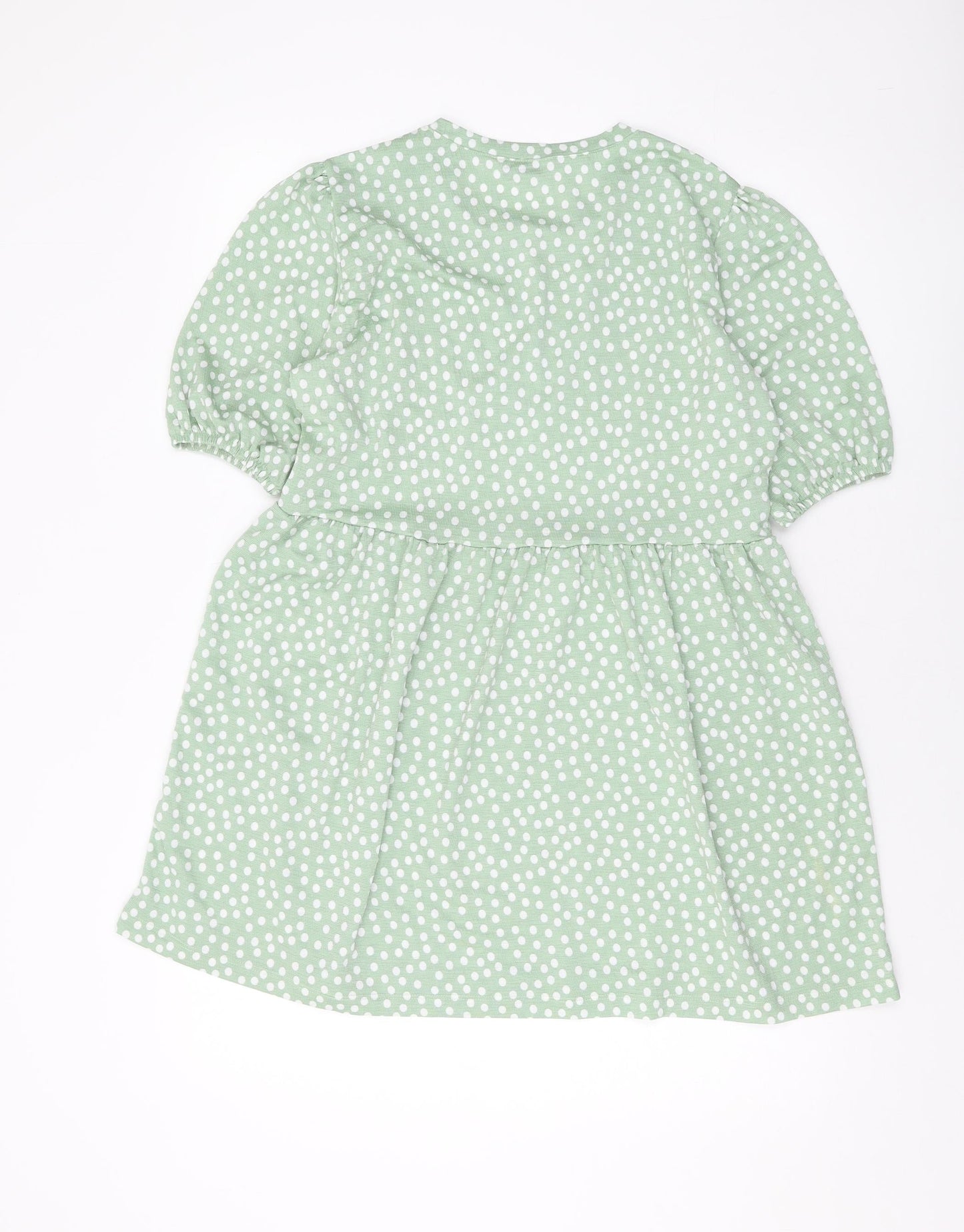 Stradivarius Womens Green Polka Dot Polyester A-Line Size L Round Neck Pullover