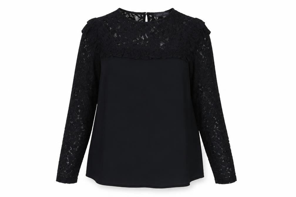 Marks & Spencer Womens Black Polyester Basic Blouse Size 12 Round Neck