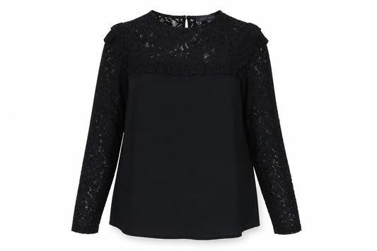 Marks and Spencer Womens Black Polyester Basic Blouse Size 12 Round Neck