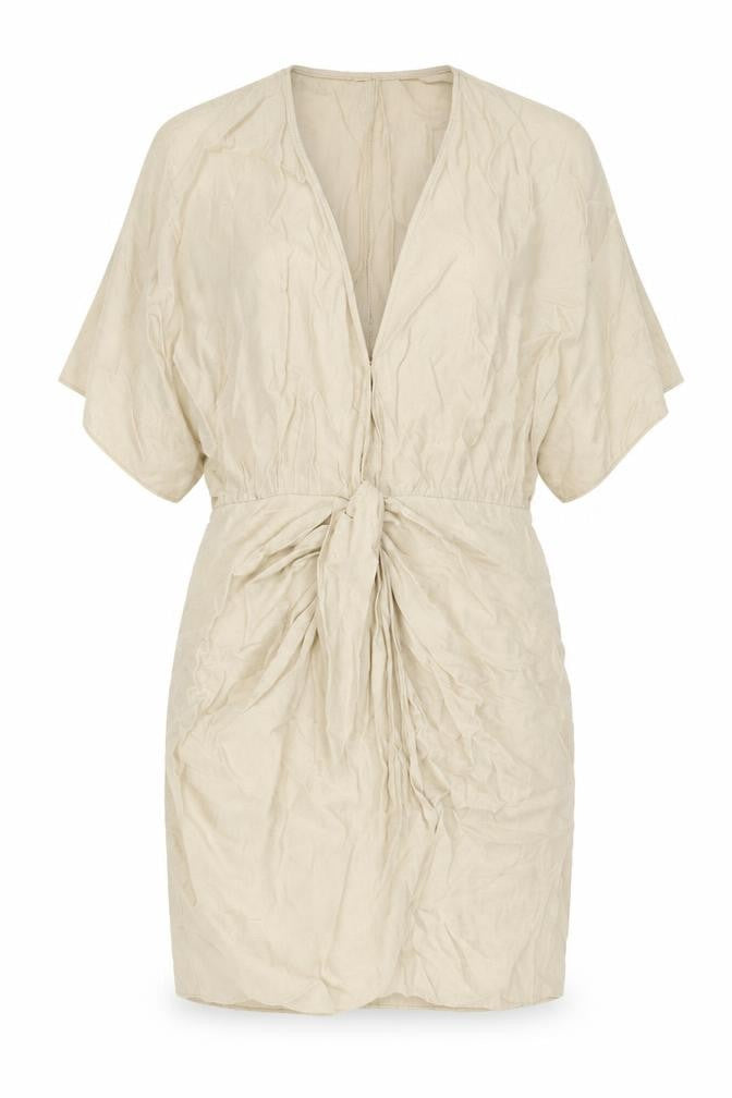 H&M Womens Beige Viscose Mini Size M V-Neck Hook & Eye