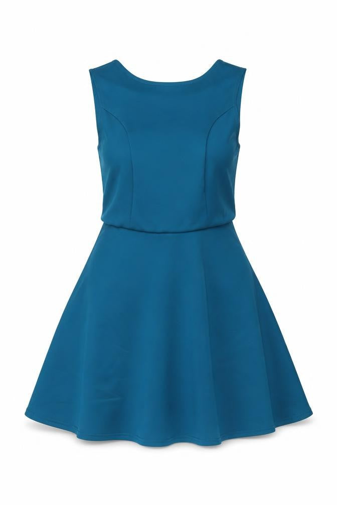 Boohoo Womens Blue Polyester Skater Dress Size 10 Round Neck Pullover