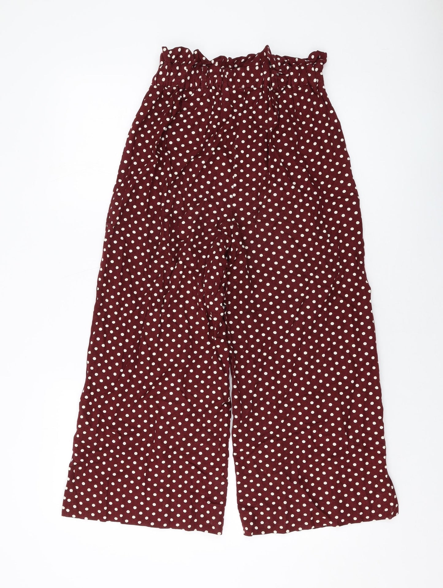 Miss Selfridge Womens Red Polka Dot Viscose Trousers Size 6 L22 in Regular