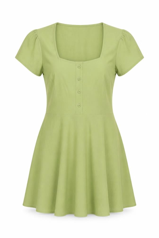 Dancing Leopard Womens Green Polyester A-Line Size 12 Square Neck Pullover