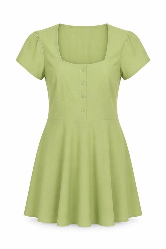 Dancing Leopard Womens Green Polyester A-Line Size 12 Square Neck Pullover